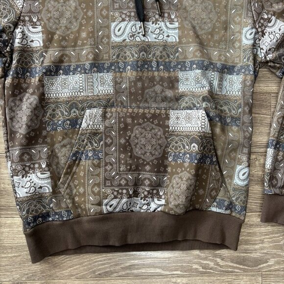 Gianni Lupo Hoodie Mens M Pesley Brown Blue Sweatshirt Fashion Pullover GL2183F - Picture 3 of 16